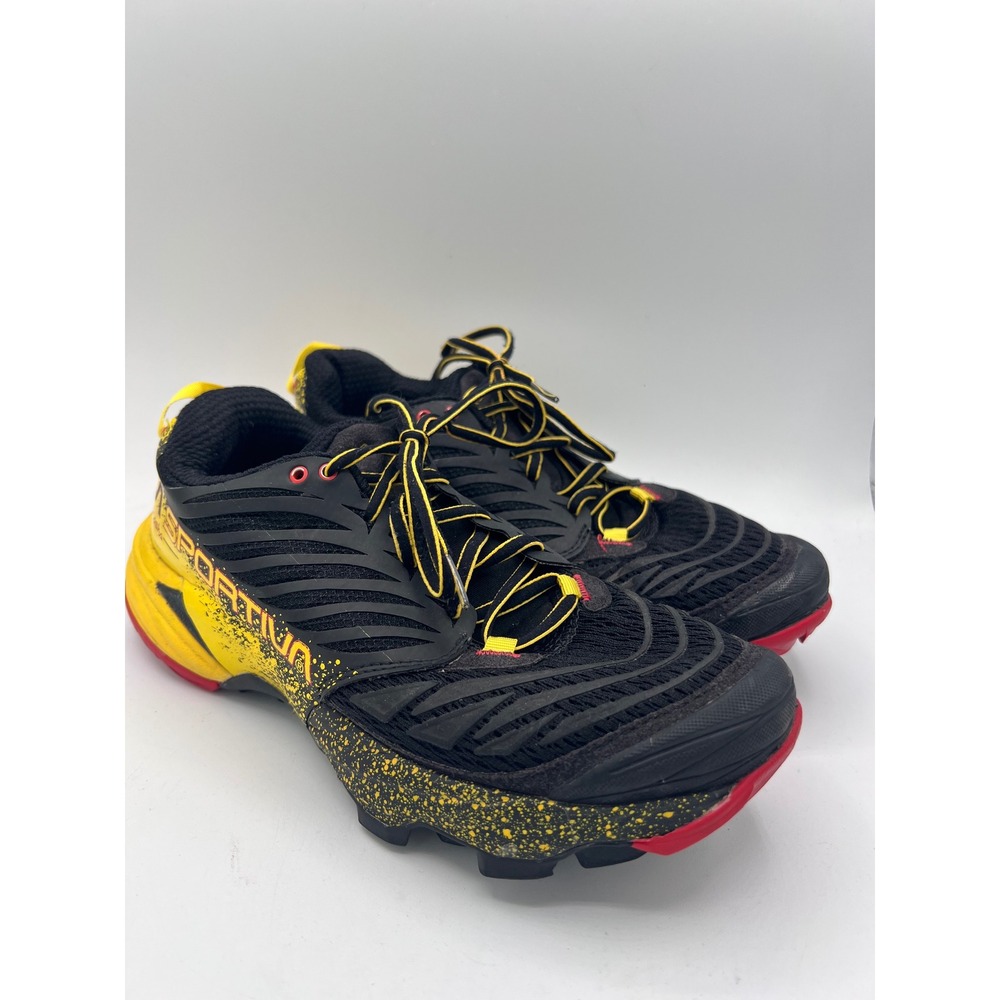 La Sportiva Akasha Women's Sz 6.5 Trail Rocker Running Shoes Black Yellow 2008-C